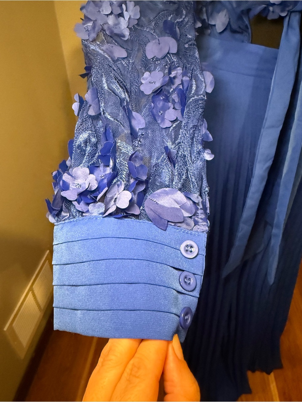 Chicme  Royal Blue Floral Appliqué Wide-Leg Jumpsuit - Picture 11 of 15